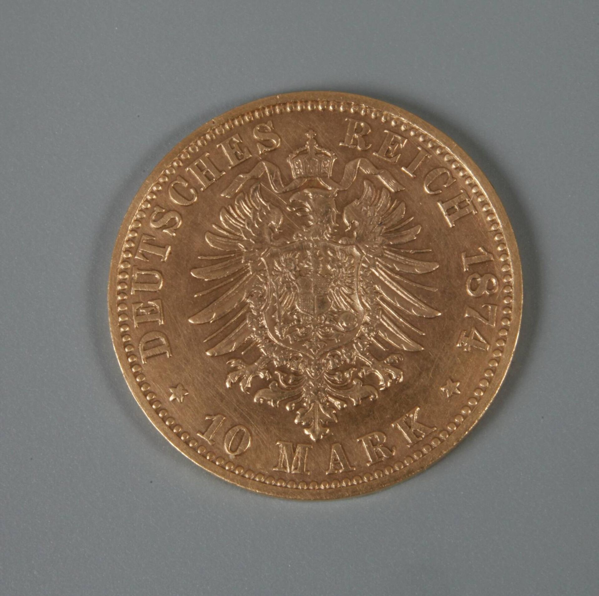 10 Mark Oldenburg 1874, Großherzog Nicolaus Friedrich Peter, ss+, selten, G ca. 3,95 g. - Image 3 of 3