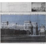 Christo und Jeanne-Claude, Wrapped Reichstag Collage aus technischer Zeichnung vom Reichstag,