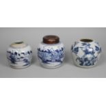 Drei Ingwertöpfe China, Ende 19. Jh., ungemarkt, Porzellan in kobaltblauer Unterglasurbemalung,
