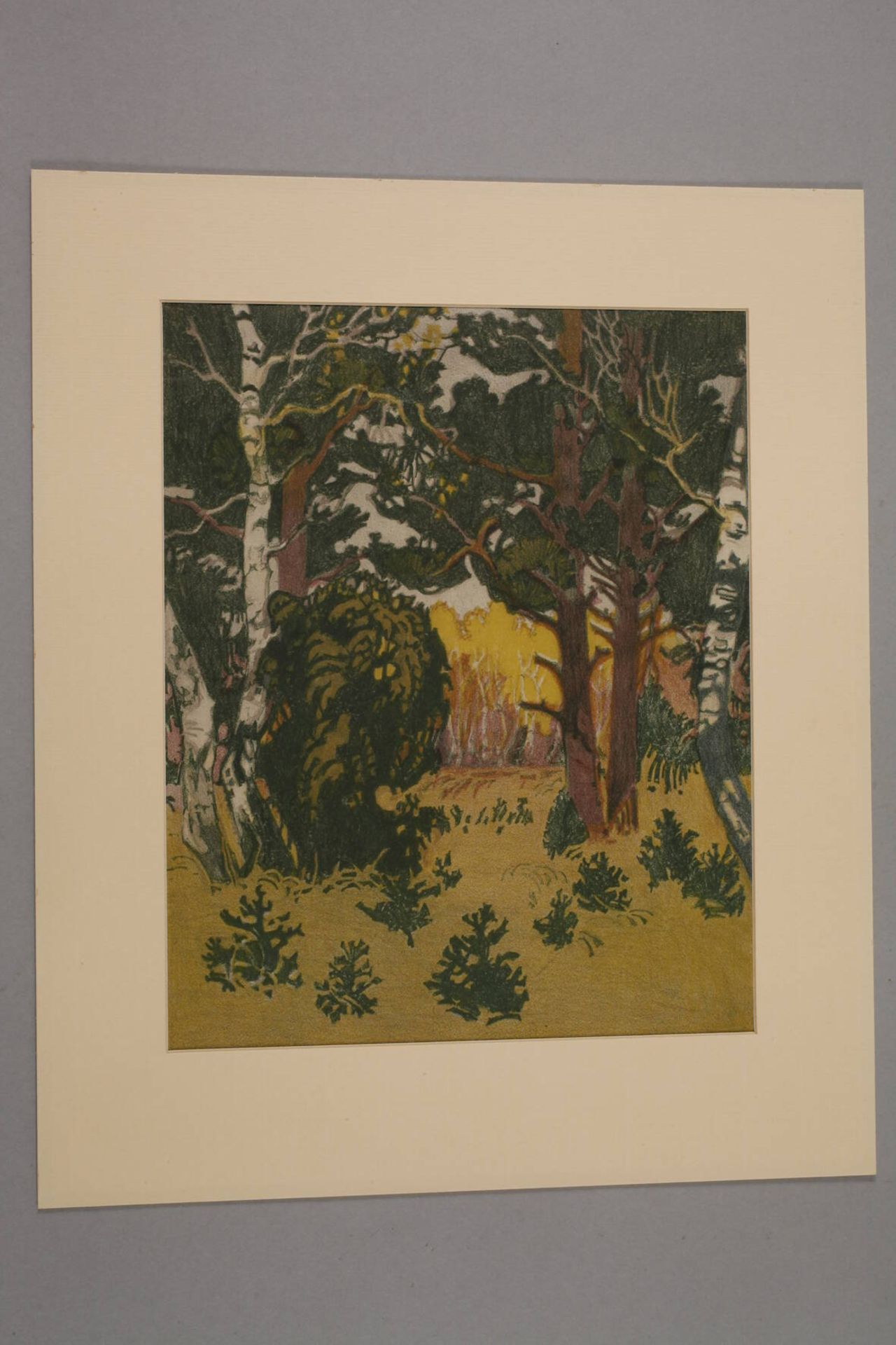 Hans Holzmüller, Waldstück Blick auf teils herbstlich gefärbte Sträucher und Bäume, - Bild 2 aus 3