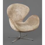 Arne Jacobsen Swan-Chair gemarkt Fritz Hansen, Made in Dänemark 1998, Schwanensessel auf