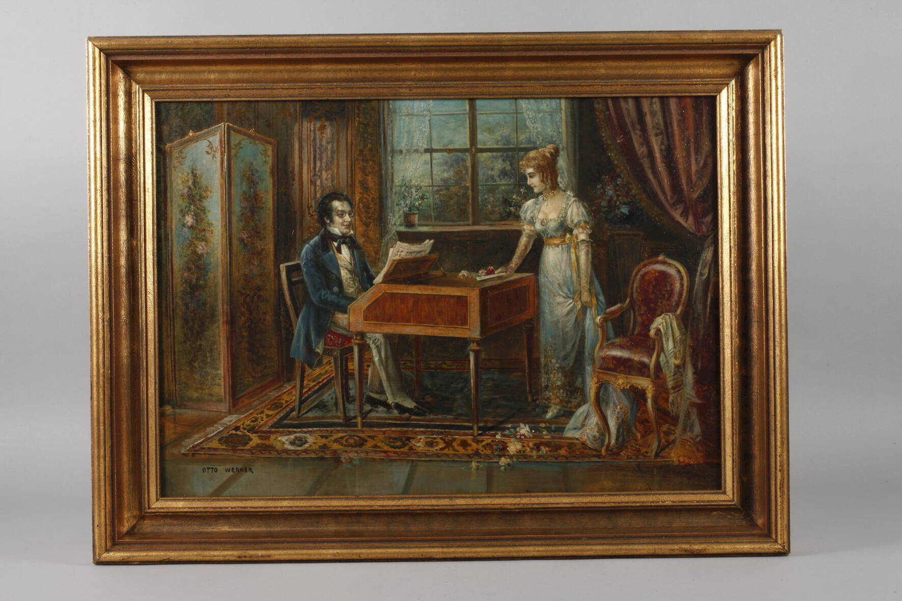 Otto Werner, Schubert am Spinett Darstellung des Komponisten Franz Schubert, betrachtet von einer - Image 2 of 6