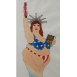 Auch eine Freiheitsstatue humorvolle Interpretation der Freiheitsstatue von New York, Aquarell
