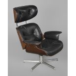Lounge Chair nach einem Entwurf von Charles & Ray Eames, ungemarkt, 1970er Jahre, Sitzschale aus