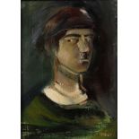 A. Molnar, Herrenportrait Bildnis eines jungen Mannes vor dunklem Grund, pastose Portraitmalerei, Öl