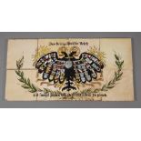 Quaternionenadler als Fliesenbild Doppelkopfadler mit den Wappen der Reichsstände auf dem