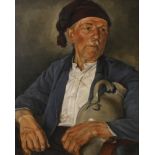 Hans Drechsler, Der Mann mit dem Weinkrug Bildnis eines am Tisch sitzenden Mannes mit Mütze und