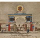 Ehrenpforte für Napoleon in Dresden 1807 Darstellung eines Triumphbogens mit Figurenstaffage zu