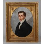 Klassizistisches Herrenportrait Bildnis eines jungen Mannes, gekleidet in der Mode der Zeit mit „