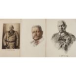 Drei Portraits Hindenburg um 1925, jeweils Chromolithographien Druck Franz Hanfstaengl München,