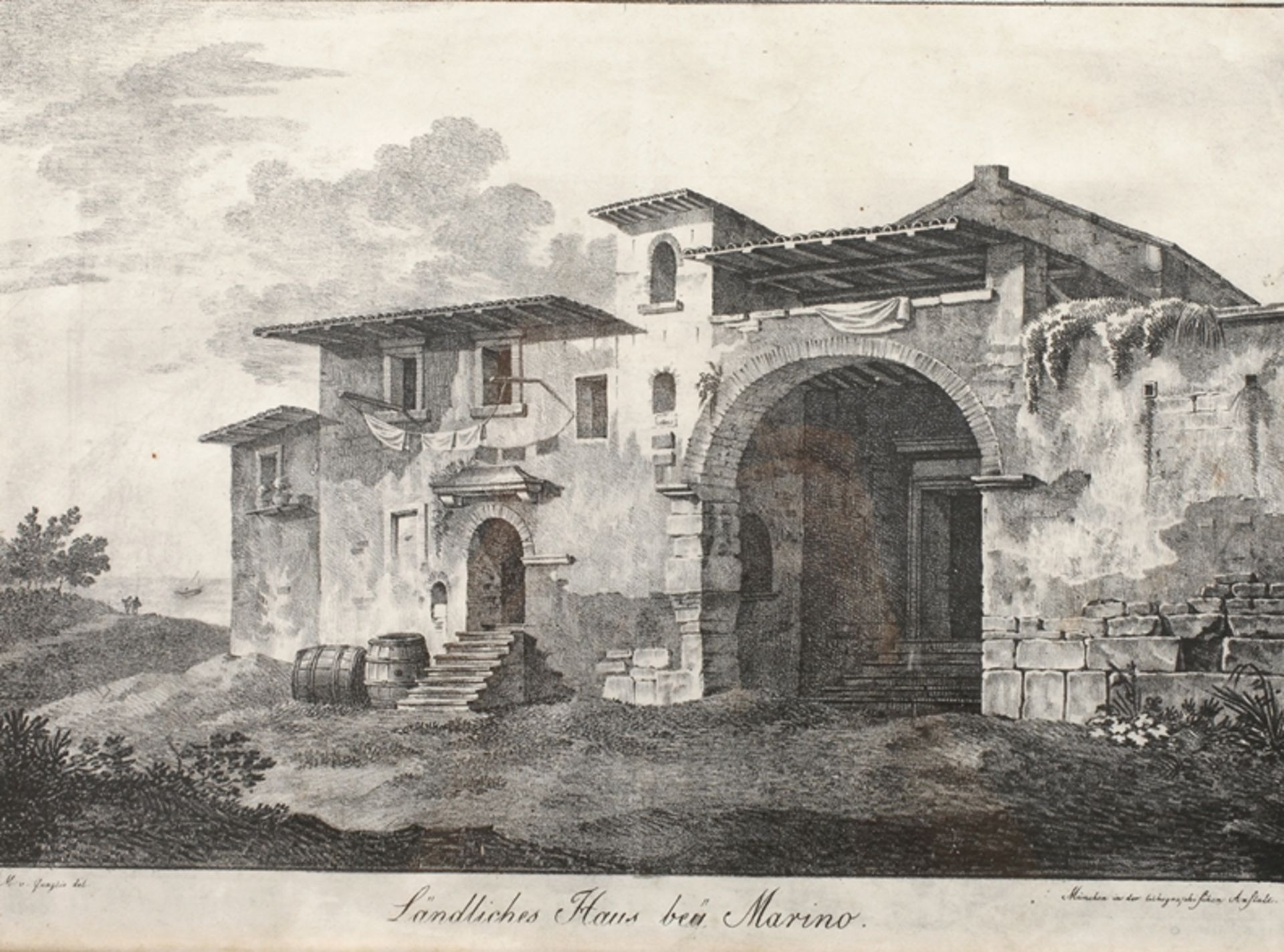 Giovanni II Quaglio, "Ländliches Haus bey Marino"