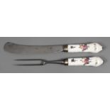 Meissen Messer und Fleischgabel mit Blumenmalerei