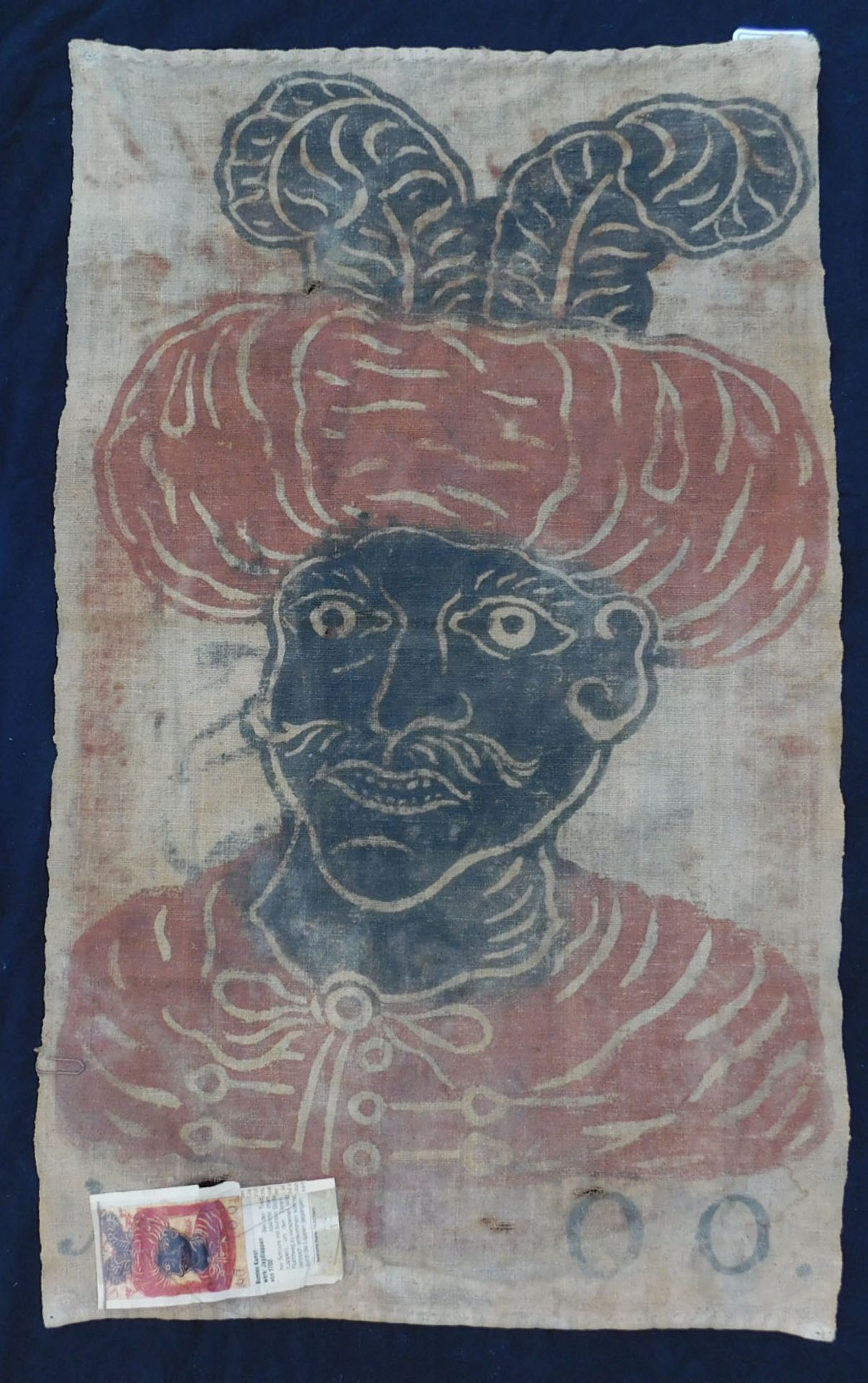 Hunting rag. Probably around 1700. Painted linen. - Image 2 of 3