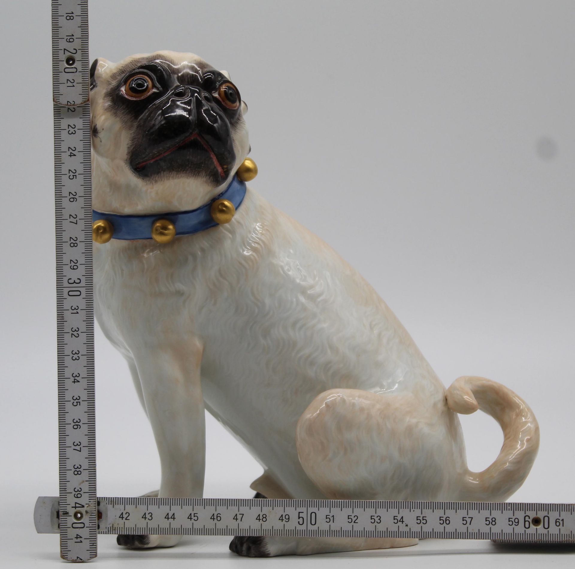 Meissen Porcelain. Pug with bells. 23 cm high. - Image 9 of 9