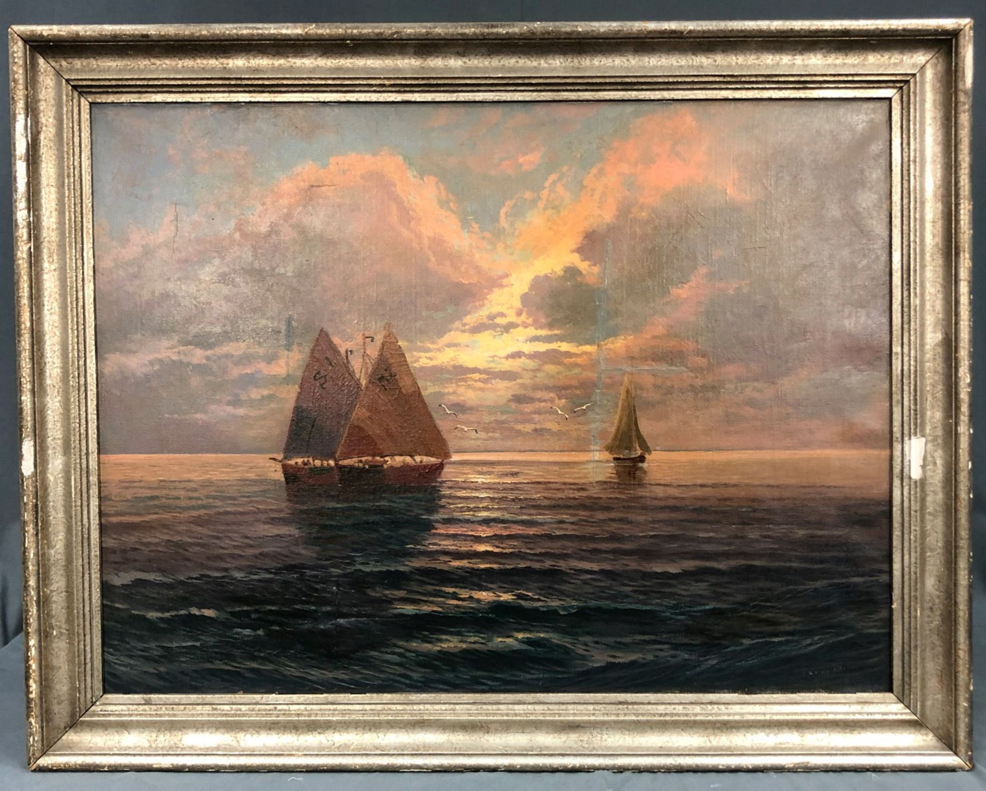 Arthur TOMSON (1858-1905). Sailing ships in the sunset. - Image 5 of 18