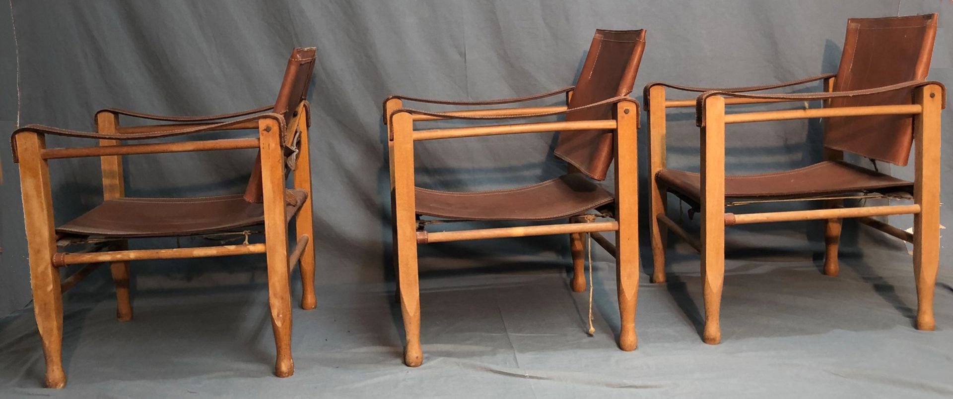 3 Safari Chair. Leder und Holz. Wohl Design von Wilhelm KIENZLE (1886-1958). - Bild 6 aus 13