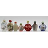 7 Snuff Bottles, Glass, stone? Probably China old.