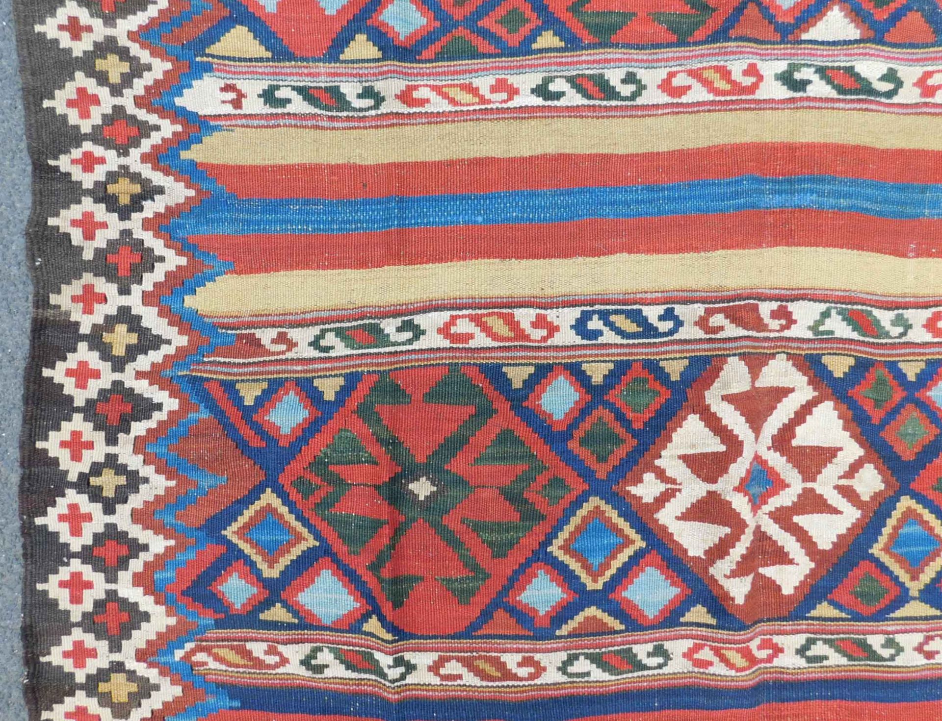 Shah- Savan Stripe Kilim. Caucasus. Antique, approx. 120 - 160 Jahre alt. - Image 9 of 12