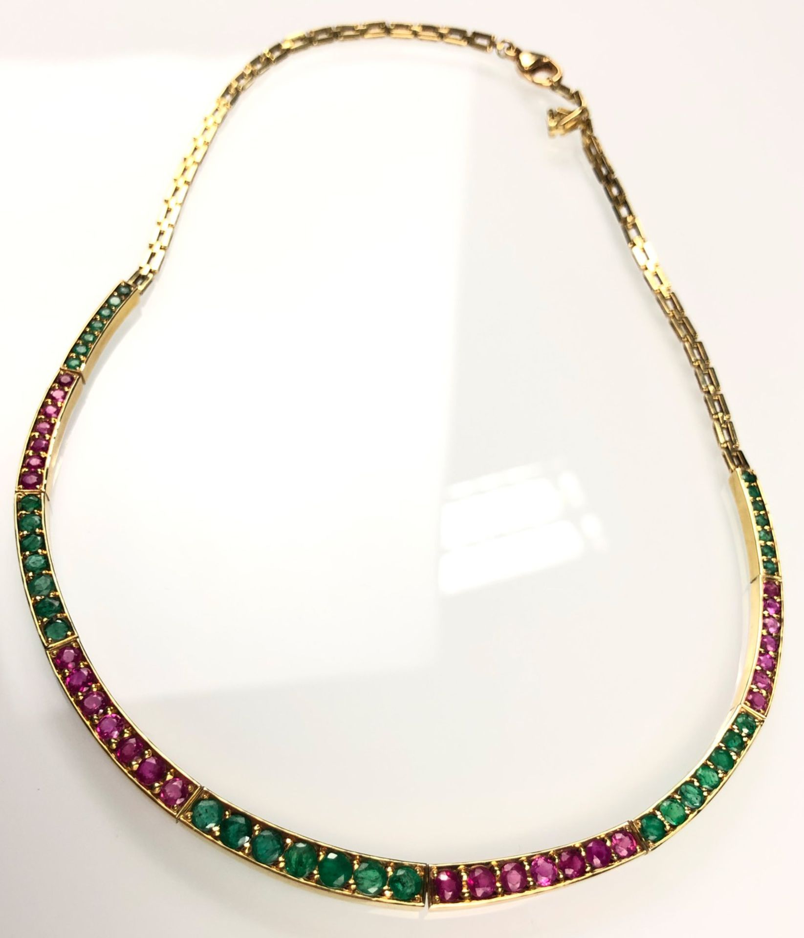 Collier yellow gold 750. With sapphires and rubies. - Image 6 of 12