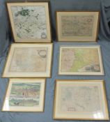 6 maps. Copper engravings. Old colored. Prints.