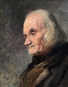 Max MERKER (1861-1928). Portrait, old man. Verso woman.