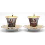 2 Empire portrait cups, Friedrich Wilhelm IV King of Prussia.