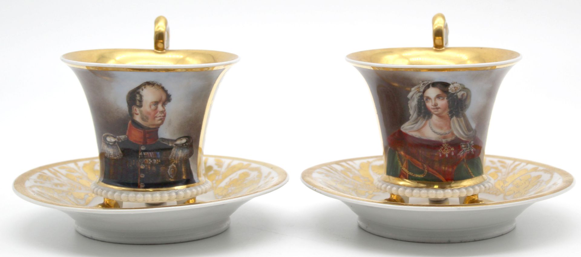 2 Empire portrait cups, Friedrich Wilhelm IV King of Prussia.