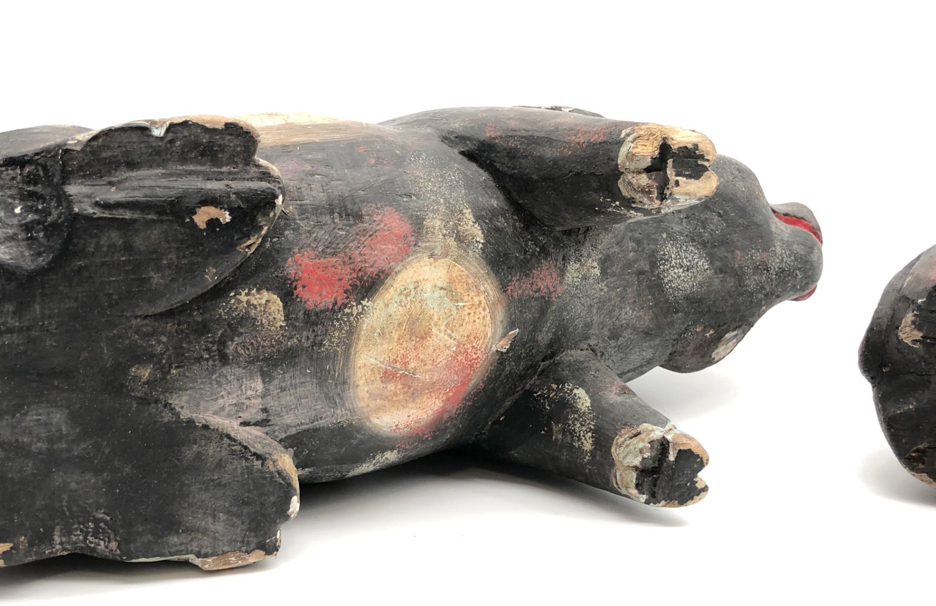 2 figures. Animals. Pigs. Carved and painted wood. Probably West Africa. - Image 2 of 12