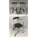3 chrome dining chairs by David Palterer for Zanotta, 1980s.
