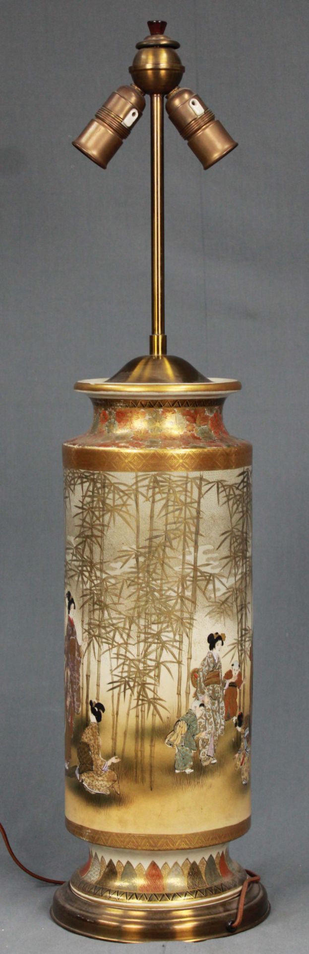 Lamp. Foot probably vase Satsuma Japan. 87 cm high. - Image 5 of 11