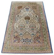 Qom prayer rug. Persian carpet. Iran. Fine weave.