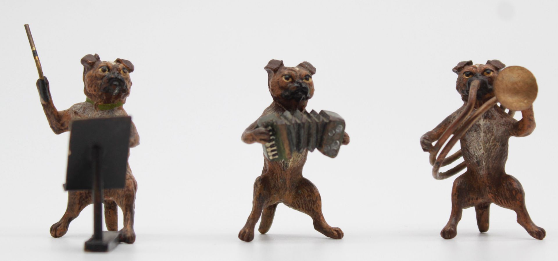 Dog band. 10 small bronzes. Cold painted. Vienna? Up to 4.5 cm high. - Image 16 of 22