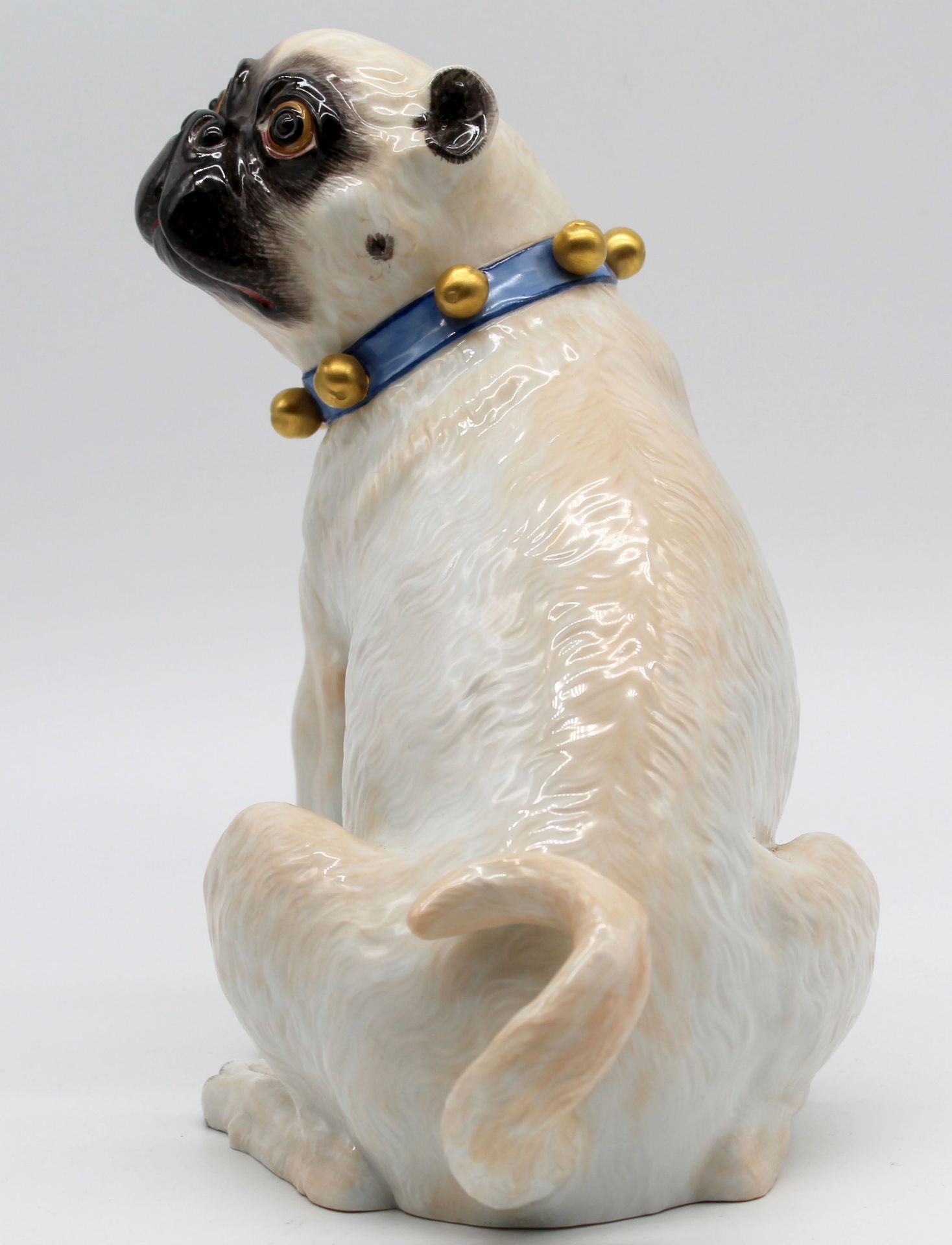 Meissen Porcelain. Pug with bells. 23 cm high. - Image 3 of 9