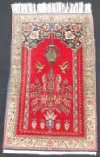 Qum Persian carpet. Iran. Prayer rug. Fine weave.