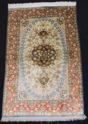 Qum silk rug Signed. Persian carpet. Iran. Extremely fine weave.