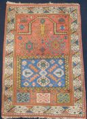 Kazak prayer rug. Europe. Around 100 - 150 years old.