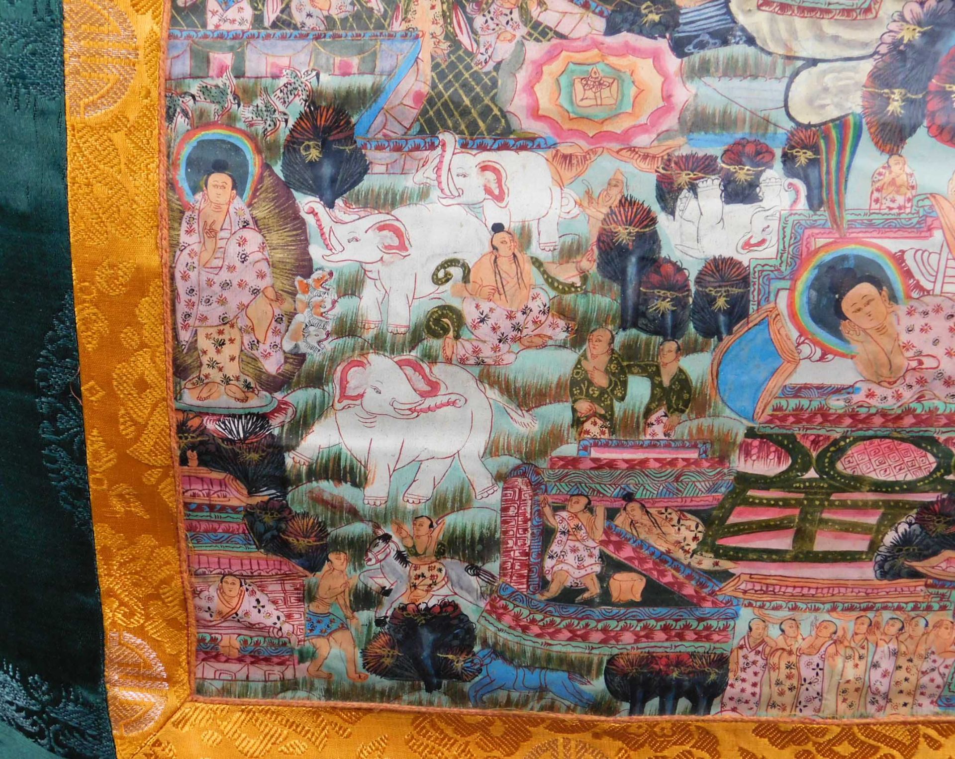 Tibetan thangka Shakyamuni. Hand painted. Old. - Bild 12 aus 14