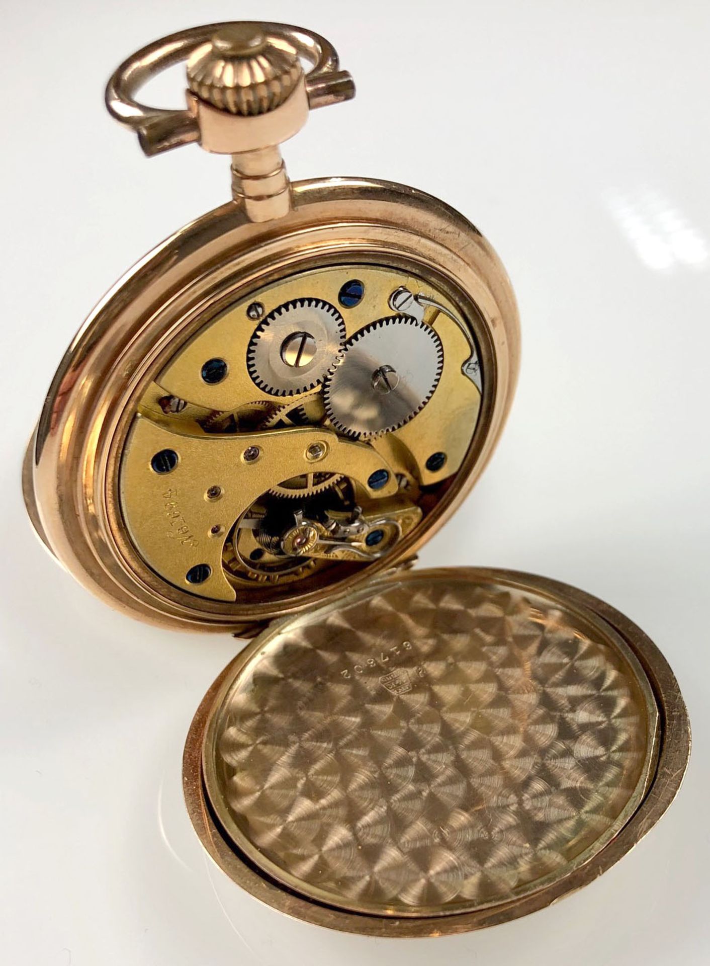 Pocket watch Glashütte. 3 lids yellow gold 14 carat. - Image 15 of 17