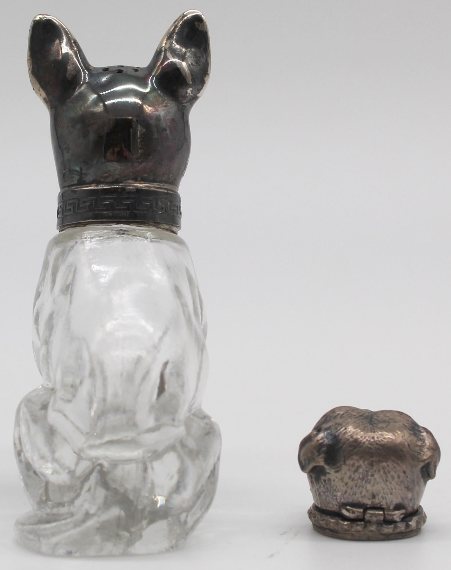 7 figures pug? Partly with silver. Also salt shaker, pillbox. - Image 2 of 23