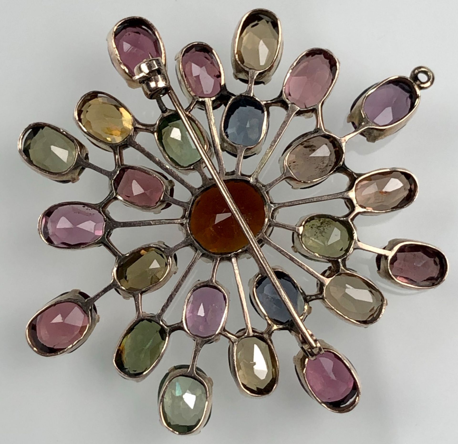 2 brooches and 1 pendant. Yellow gold 585. Gemstones. - Image 16 of 18