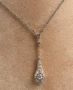 585 gold necklace. With old cut diamond. Approximately 0.1 carat.