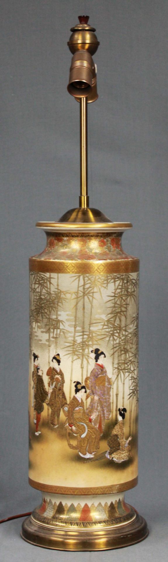 Lamp. Foot probably vase Satsuma Japan. 87 cm high. - Image 4 of 11