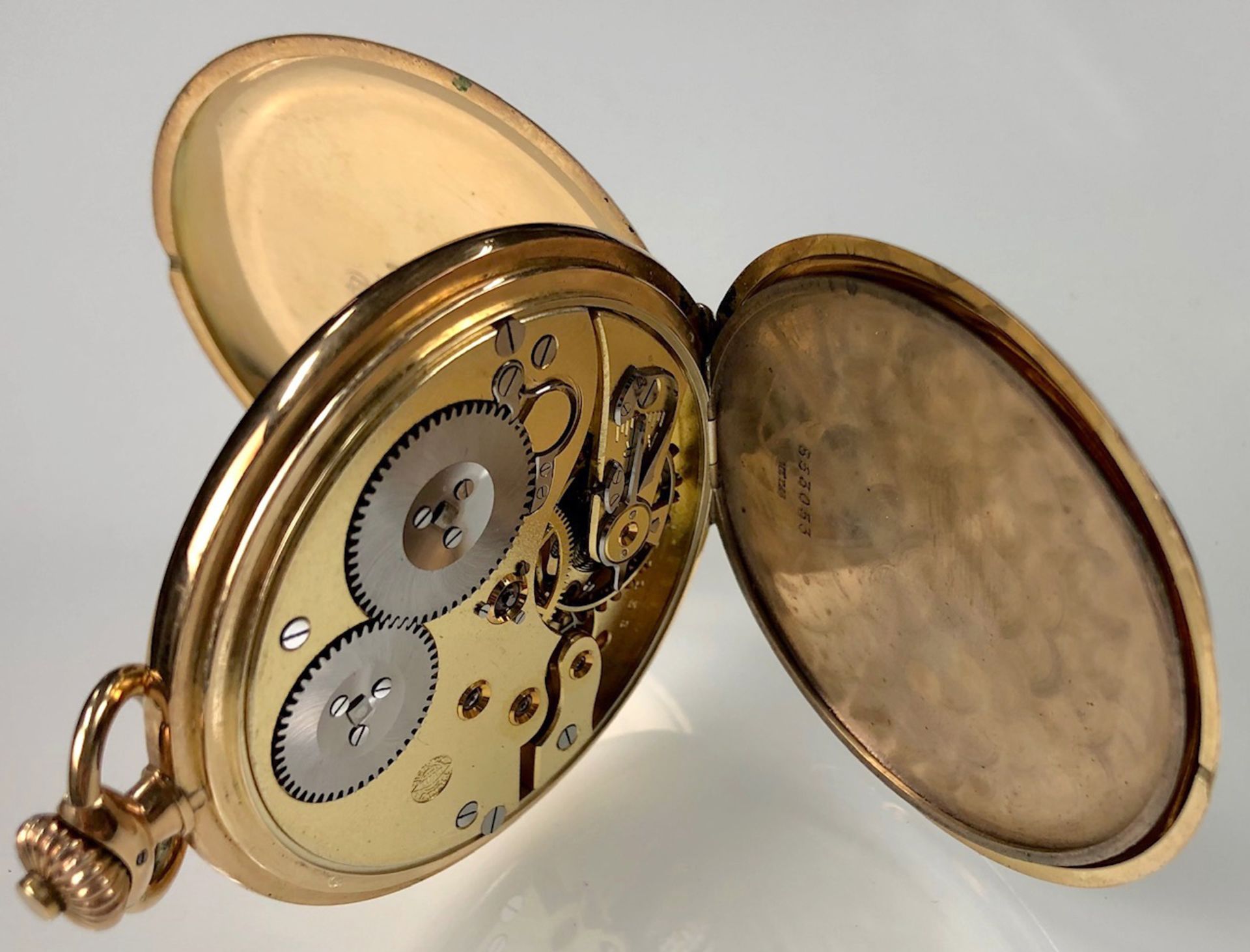 Pocket watch Schaffhausen. 3 lids yellow gold 14 K. - Image 11 of 15