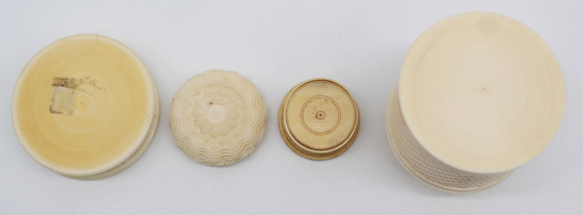 4 tins, probably ivory, 19th century. - Image 7 of 9