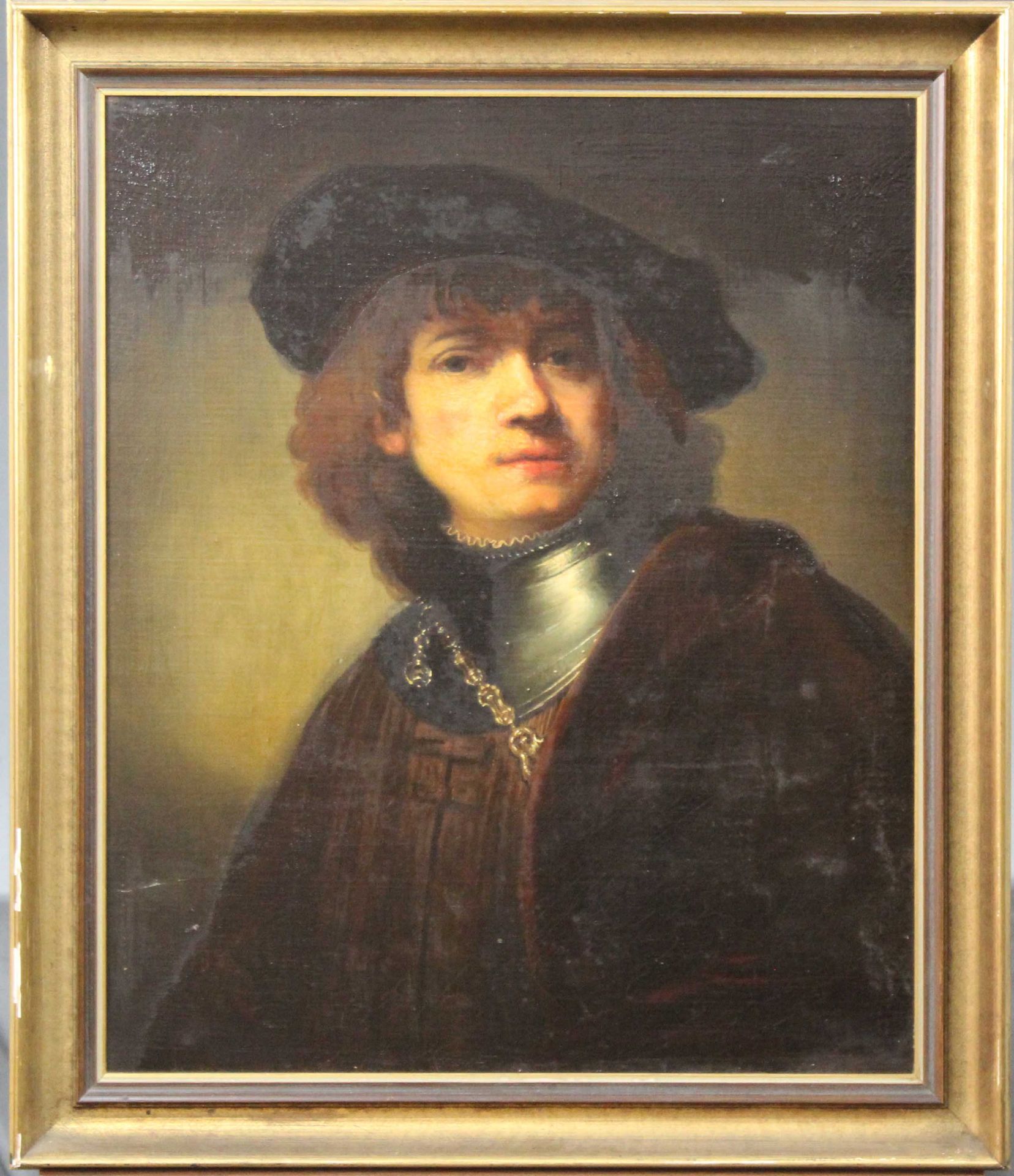 After Rembrandt van RIJN. Portrait of a young man with a beret and collar. - Bild 4 aus 11