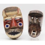 2 masks. Probably West Africa. Also Gaegon, Liberia, Ivory Coast?