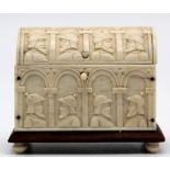 Miniature model sarcophagus. Ivory around 1900. Probably Erbach.