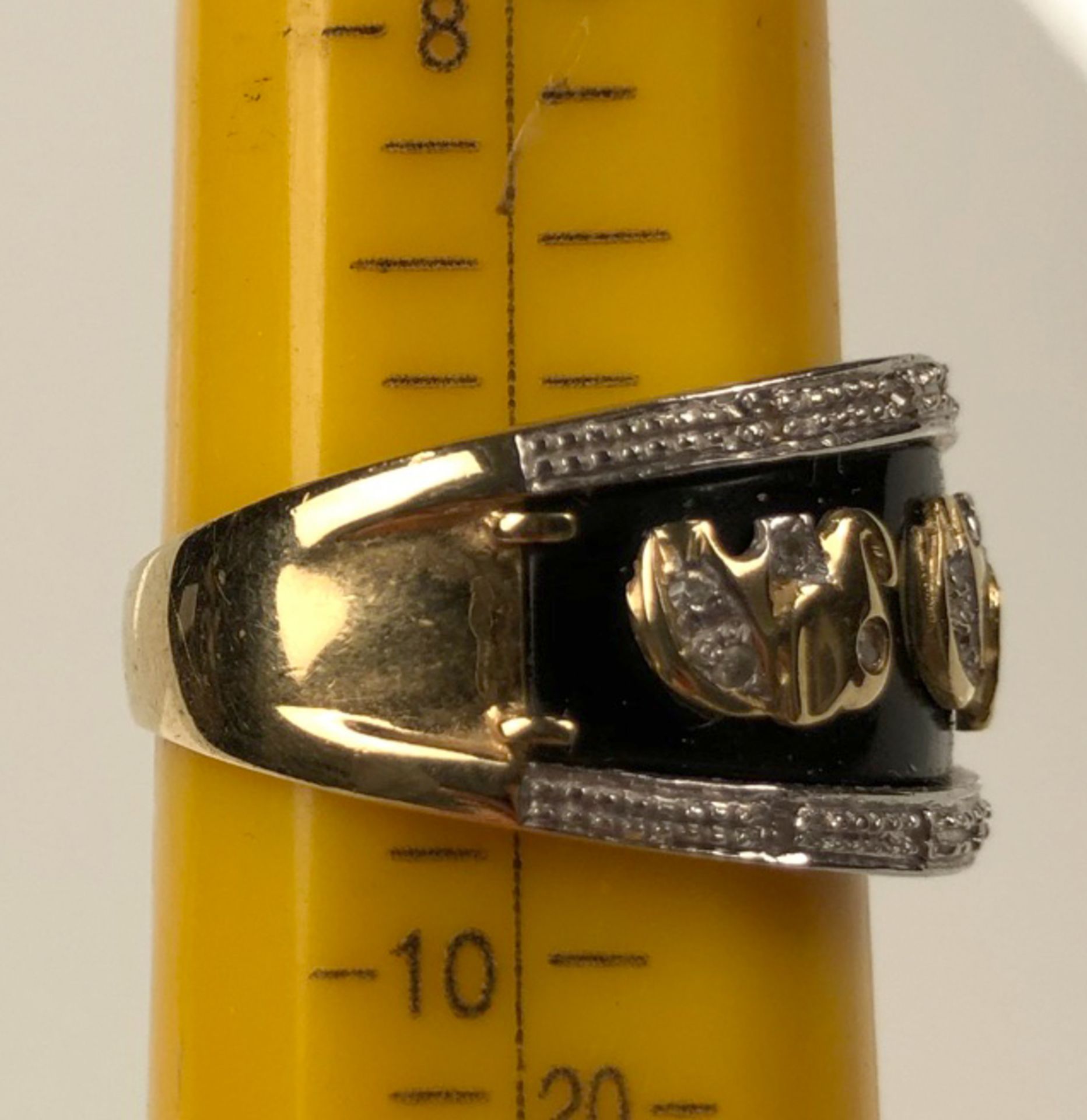 Ring 585 gold. Elephants with diamonds. 7.9 grams. - Image 3 of 12