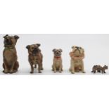 5 pugs. Cold painted bronze, Vienna?