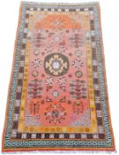 Yarkand carpet. East Turkestan. China. Around 100 - 150 years old.
